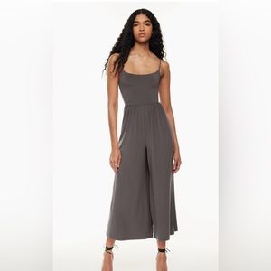 ARITZIA WILFRED Market Jumpsuit Grey Crop Wide-Leg Straight Neck Jersey Knit XL
